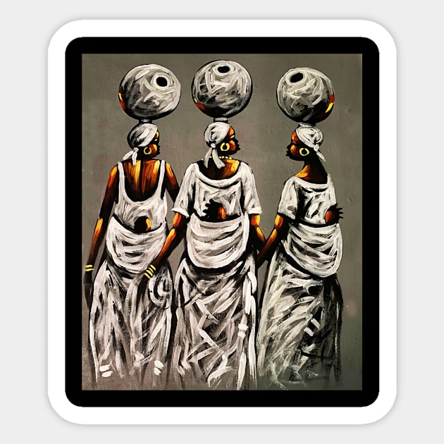 African Women carrying Children, African Artwork Sticker by logiamerch